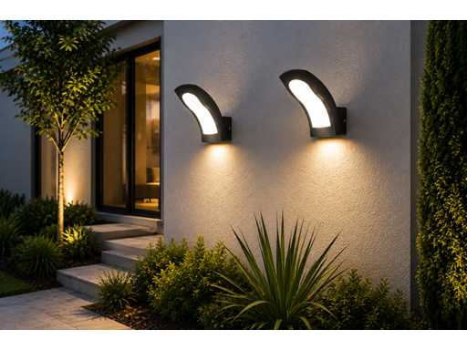 4 x LED Buiten Wandlamp – 15W – 4200K Neutraal Wit - Zwart – IP65 – SUPERB