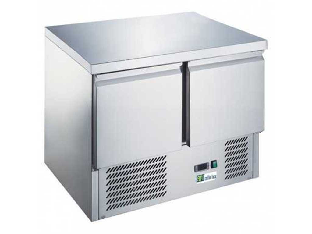 Saladette-Kühlschrank 2 Türen Edelstahl-Arbeitstisch