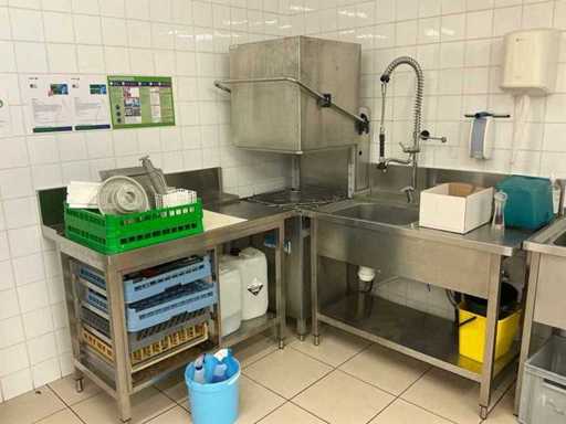 Lave-vaisselle Hoonved CAP 12 - Nettoyeur de vitres avec table de rangement et évier.
