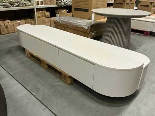 Hermosa Ronde Japandi Tv meubel matte beige 240cm H33cm