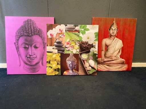 Wanddecoratie Buddha (3x)