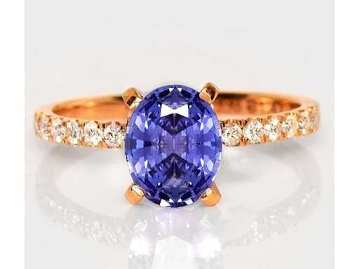 Luxury Ring Natural Violish Blue Sapphire 1.39 carats