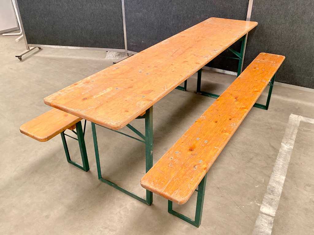 Beer tent table with two benches foldable (10x)