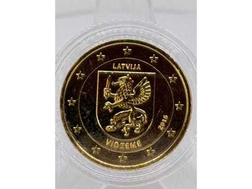Blason plaqué or 2 euros – Armoiries Vidzeme – Lettonie 2016