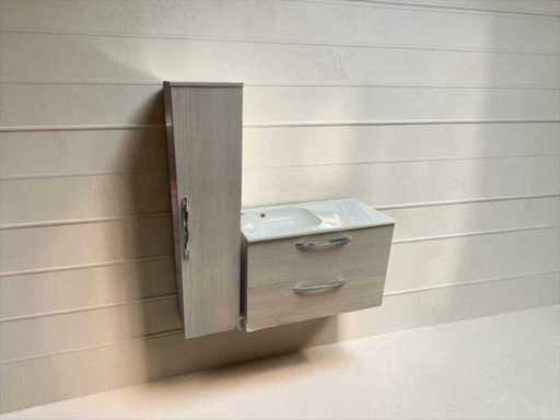 Sanijura design bathroom furniture with column cabinet mirror cabinet and lighting