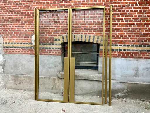 Double glass door – aluminium frame – RAL1036 gold