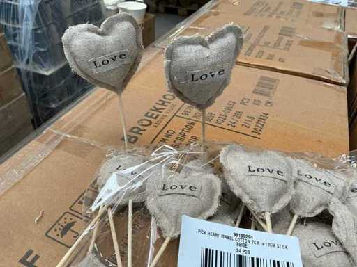 Partij Pick Heart Isabel Cotton 7cm+12cm stick beige (9216x)