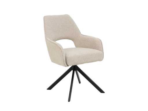 Colenis – Liam Esszimmerstuhl – Beige – Bouclé-Stoff – Set von 6 – Industriedesign – Stilvoll und bequem – Metallbeine