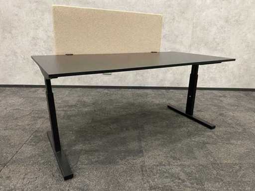 in hoogte instelbaar bureau 160x80 beige zwart