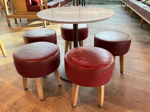 Hutten - Bistro table with 5 low stools