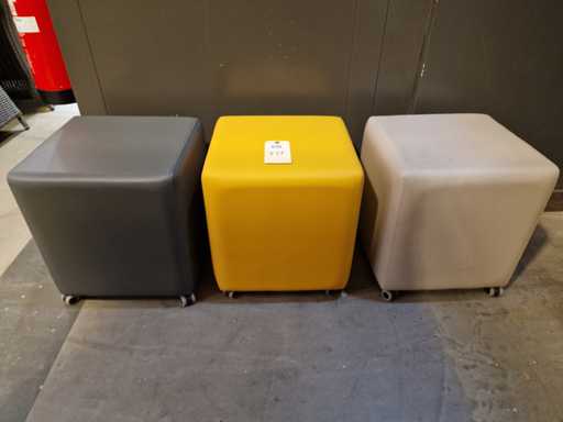 3 x Perfecta Cube sur roues - Look cuir PU - Mélange de 3 couleurs