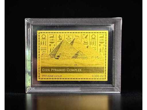 1/200 oz Goldbarren Giza Pyramid Complex Ägypten Feingold 999 Tschad 5000 CFA Gratis EU-Versand