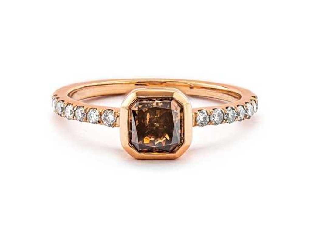 Luxury Ring Naural Diamand Fancy Deep Brownish Orange 1.24 carat