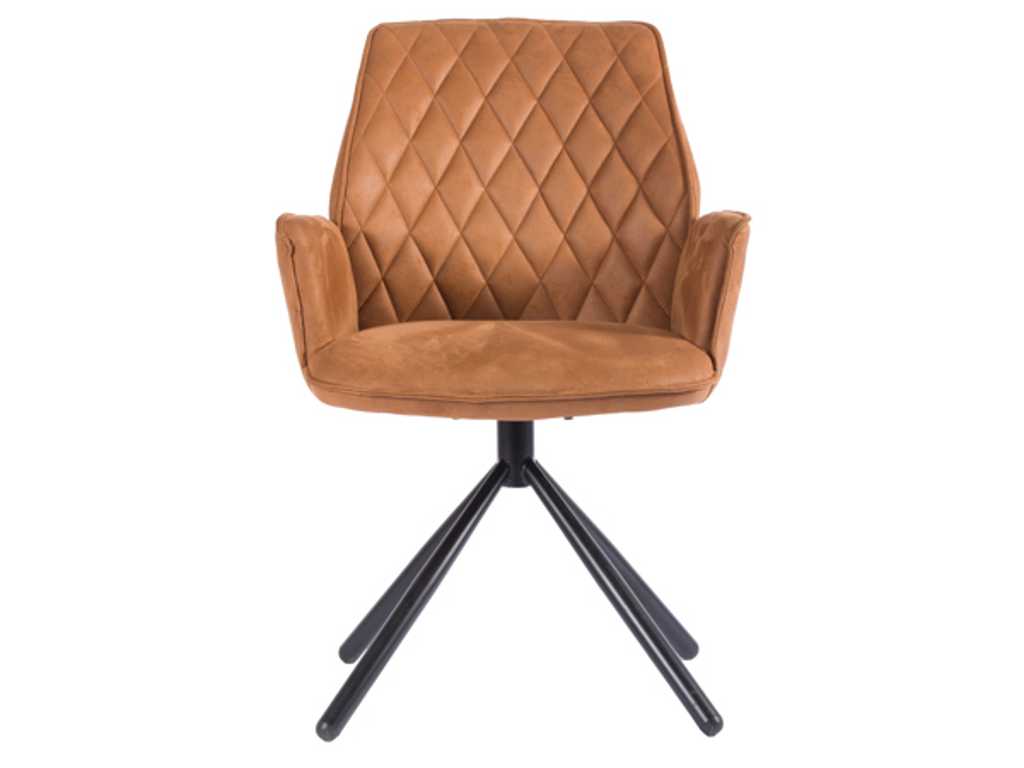 6x Chaise de salle à manger design en microfibre cognac