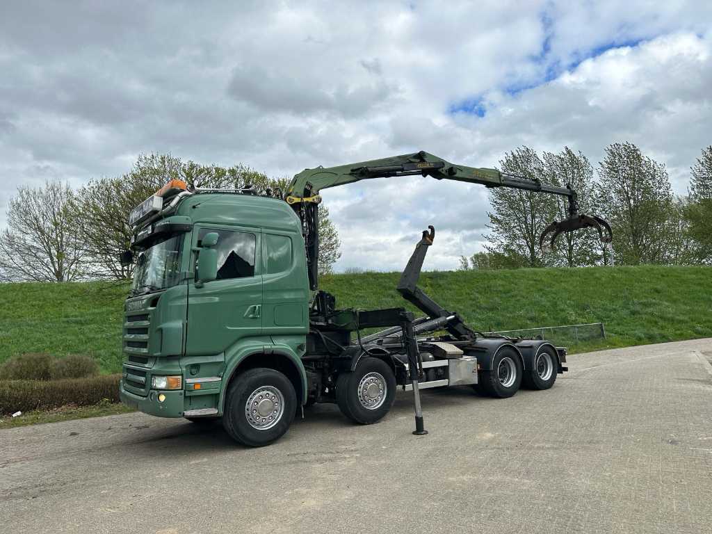 2007 Scania R620 8X4 Truck with hooklift and loader crane