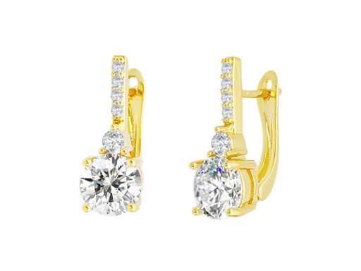 Gele staaf oorbellen met briljanten