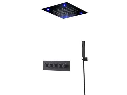 Mawialux Douche à effet pluie encastrable avec bluetooth noir mat