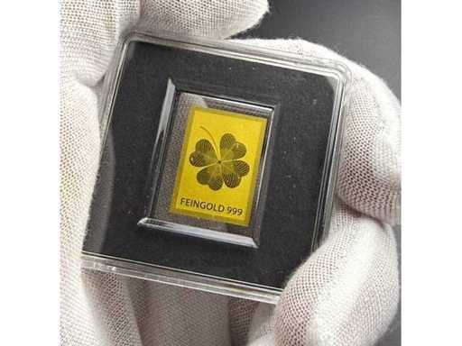 1/500 oz Goldbarren Glücks-Kleeblatt Feingold 999 mit Zertifikat Sammlerbarren Gratis EU-Versand