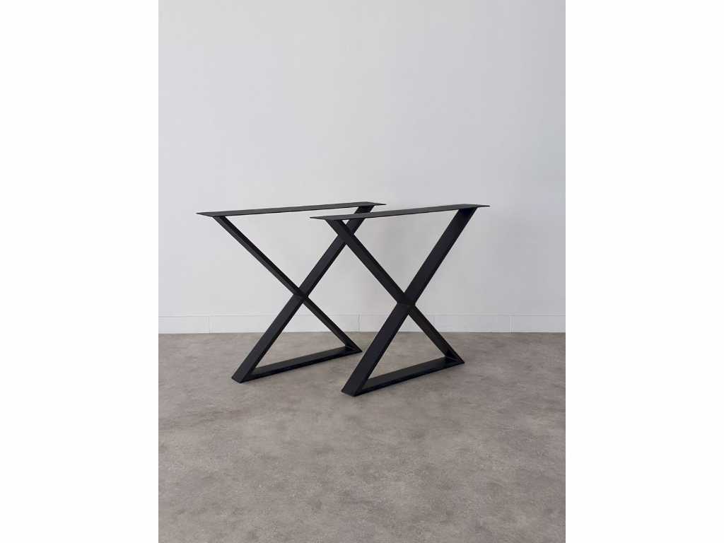 Set van 2 metalen design tafelpoten, X-vorm