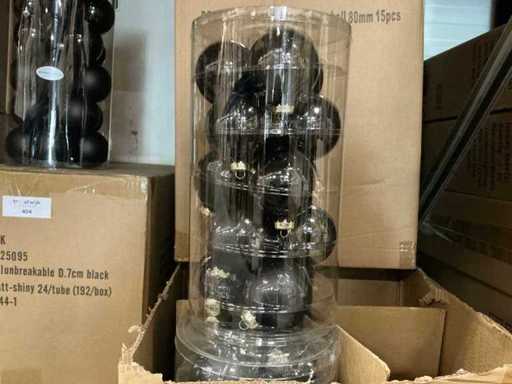 Partij glazen kerstballen 80mm black combi 15/tube (39 tubes)