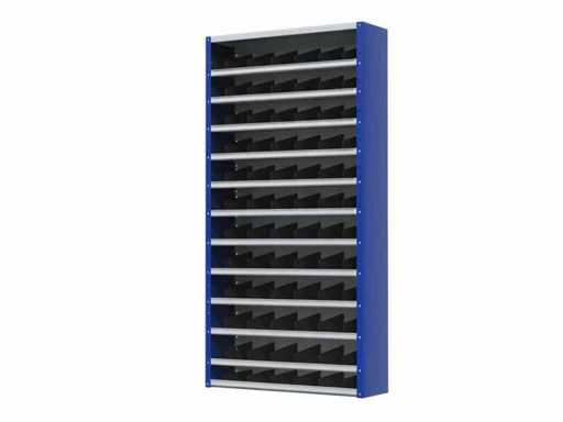 Povag offener Fachschrank – 12 Regale blau/grau
