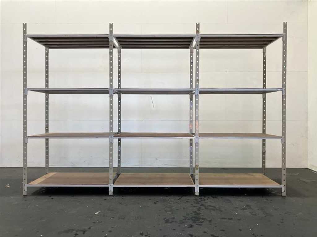 Shelving Length 3040 mm, Height 2000 mm, Depth 600 mm 4 levels, grey style, second-hand