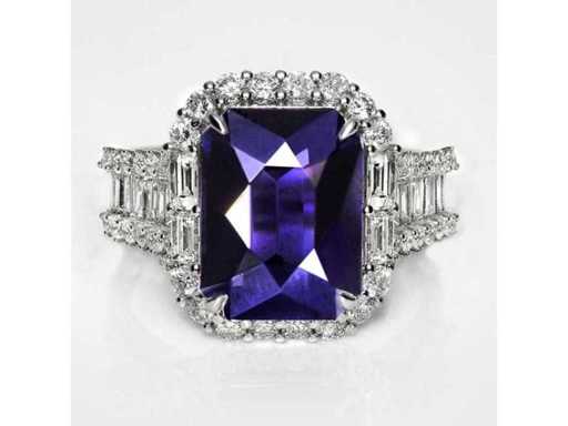 Luxe fijne sieraden ring Natuurlijke Diepblauwe Spinel 6,46 karaat