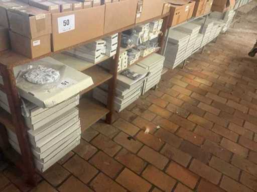 Batch of textile ribbons with size labels