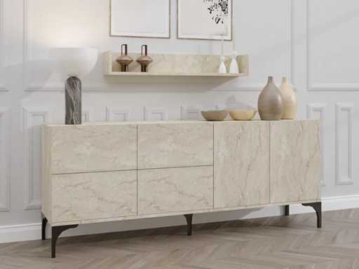 Consoletafel met planken en wandplank 180x55 cm