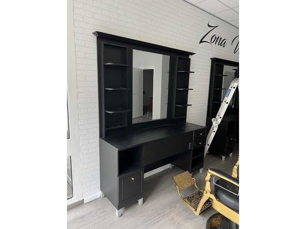 Hairdressing table with mirror