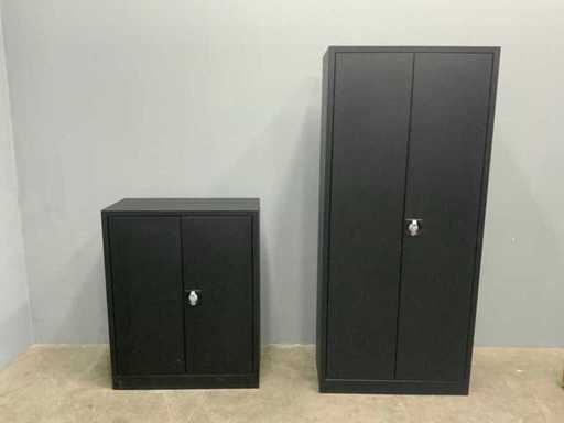 Metal filing cabinet (2x) 80x38x180 cm / 80x38x100 cm 