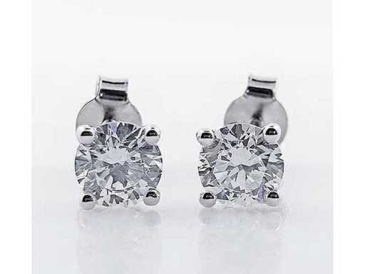 Solitaire oorbellen in natuurlijke diamant 1,00 karaat