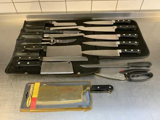 Lot de couteaux et haches de cuisine