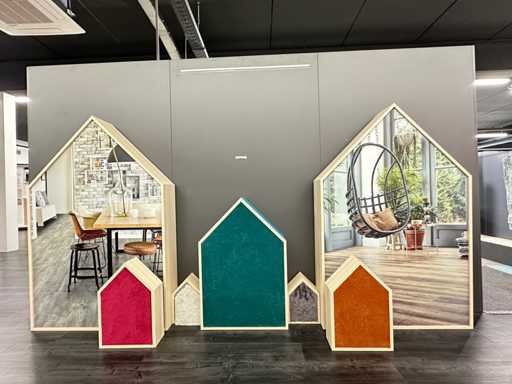 Houten decoratieve huisjes (7x)