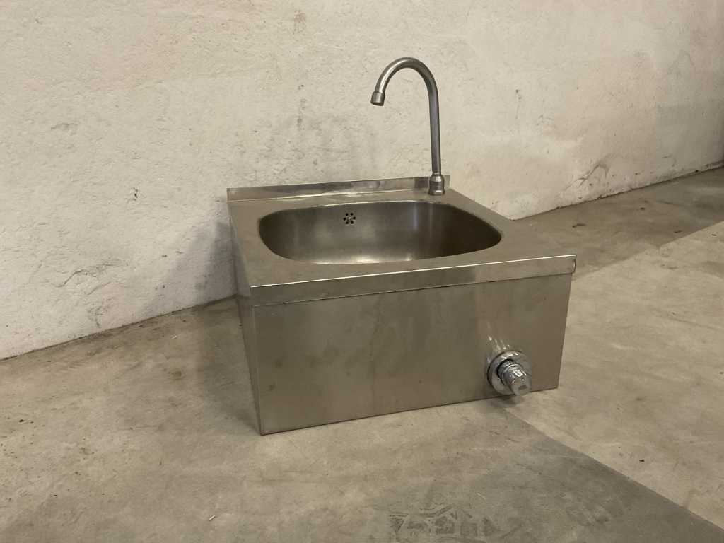 Stainless steel washbasin with pressure control and tap