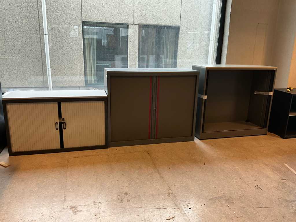 3 various half-high/low file cabinets
