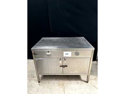 Table de travail en acier inoxydable avec tiroir et armoire