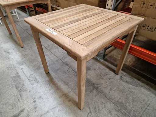 Beaufort 10 - Table de jardin en teck Java 80 x 80 cm avec pieds blocs fixés