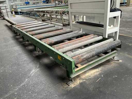1987 Table de levage triple avec 2 convoyeurs à rouleaux