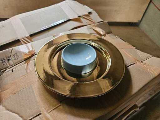 60+60 x Serax - San Pellegrino - plaque d’or 30cm + bol bleu 12cm