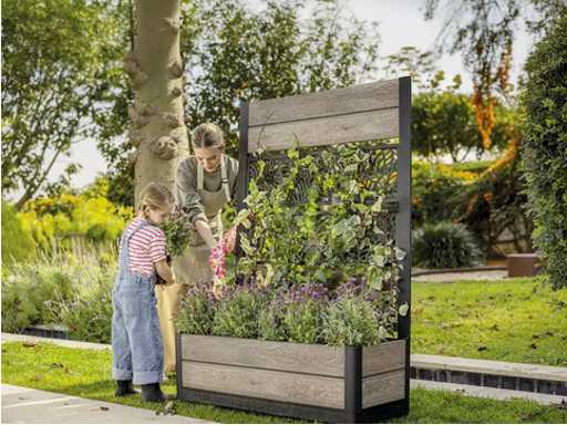 KETER Ashwood Deco Wood-Look Planter Plastic Bladpatroon 43,2 x 156,3 cm met plantenrek
