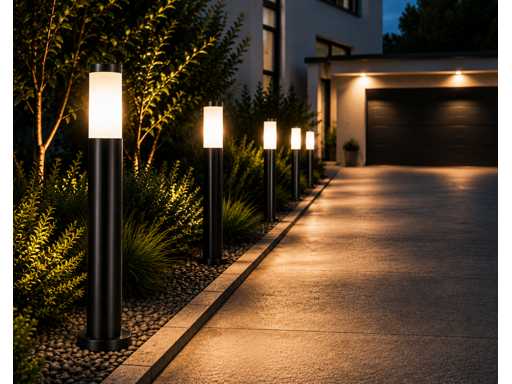8 x LED Tuinlamp – E27 – IP44 – Zwart – 80cm – Buitenverlichting – KAVAK-5