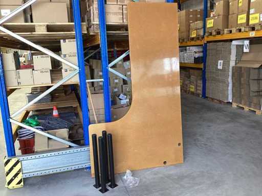 Bureaublad MDF 30 mm, met hoek, 4 metalen poten