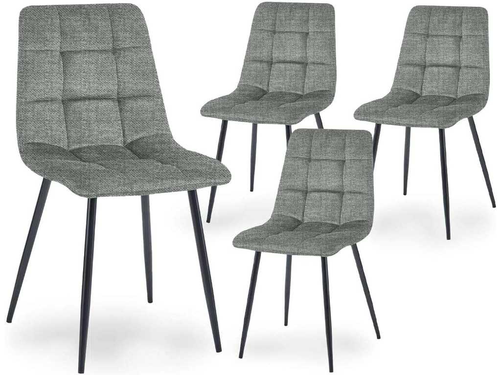 Set of 4 Light Grey Fabric Chairs