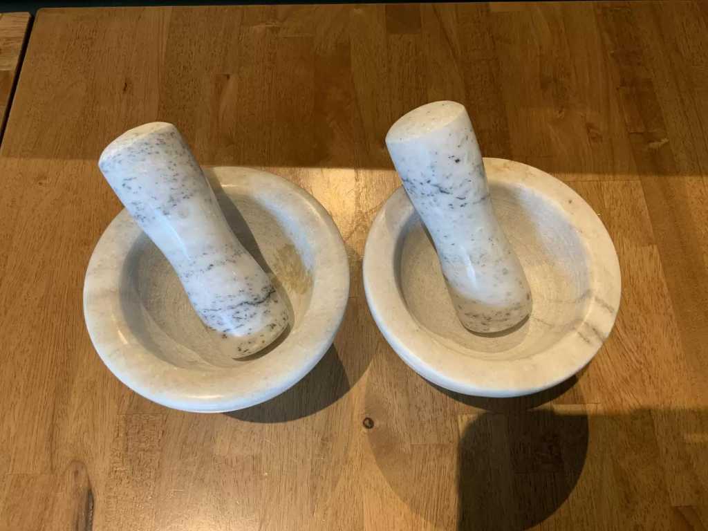 Marble mortar with pestle (2x)