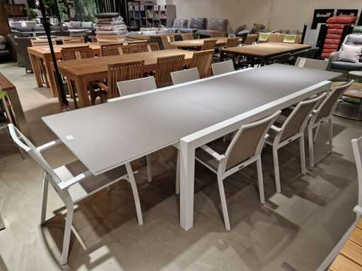 Table de jardin Garden Prestige Alu extensible Lisbon White Matte 220-330 x 106 cm