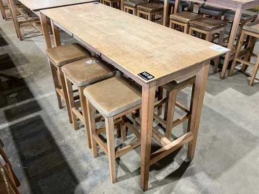 Hutten – Bartisch mit 6 Barhockern