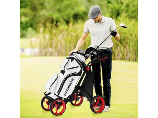 Lightweight 4-Wheel Foldable Golf Cart with Waterproof Bag and Foot Brake