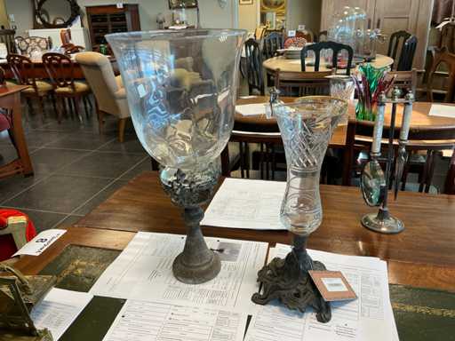 Vintage vaas + windlicht op staander