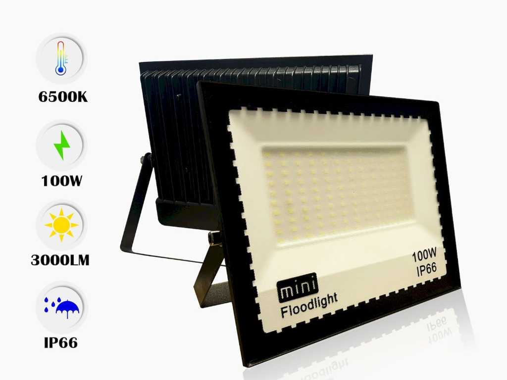 10 x LED Breedstraler 100W MINI SMD -6500K koud wit